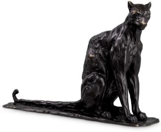 Casa Padrino Luxus Deko Skulptur Panther 37x10 x H. 24 cm - Bronze Deko Skulptur - Bronze Deko Figur - Schreibtisch Deko - Wohnzimmer Deko - Luxus Qualität