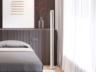 Kleine Stehlampe SEEKER dimmbar LED Leiste drehbar, Grau, Höhe 130cm