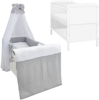 Baby-Delux Komplettbett Babybett Natalie Komplettset Musselin Waffelpique, 10-tlg, Kinderbett 70x140 cm weiß, Bettset verschiedene Designs