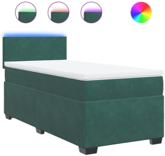 vidaXL Boxspringbett mit Matratze Dunkelgrün 90x190 cm Samt 3288483