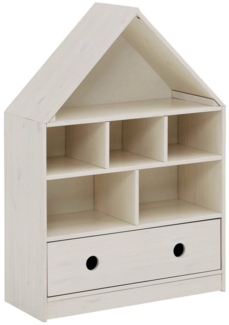 loft24 Regal Allie, Bücherregal in Hausoptik aus Kiefer mit Schublade, Landhausstil