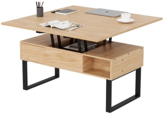 VOWNER Couchtisch 3-in-1-Multifunktions-Wohnzimmertisch, Höhenverstellbar, 1 Schublade + offene Ablagefächer + verstecktes Fach