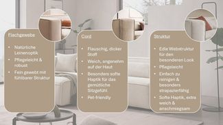 LeGer Home by Lena Gercke Ecksofa PIARA mit Kedernaht, Cord, Leinenoptik o. Strukturstoff, Couch, L-Form, wahlweise Ottomane rechts/links, schwarze Füße, bequemer Sitzkomfort
