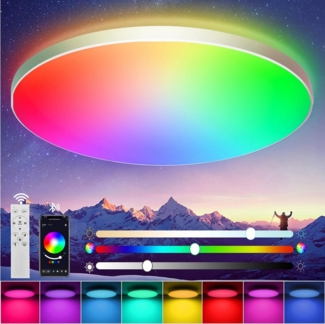 BlingBin Deckenleuchte LED Deckenlampe Wohnzimmerlampe, Ø30 cm, mit APP-Steuerung und Fernbedienung, LED fest integriert, RGB,Kaltweiß/Naturweiß/Warmweiß