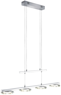 LED Pendelleuchte, 4-flammig, Metall Glas, chrom, H 93 cm