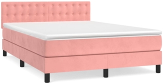 vidaXL Boxspringbett mit Matratze Rosa 140x190 cm Samt 3141544