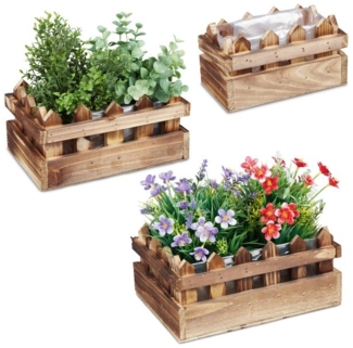 Holz Blumenkasten Zaunoptik 3er Set