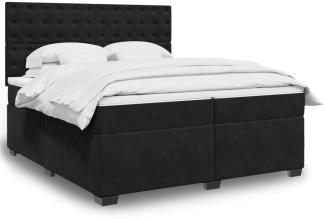 vidaXL Boxspringbett mit Matratze Schwarz 200x200 cm Samt 3291016