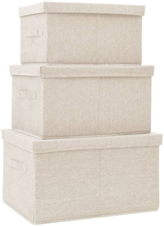 vidaXL 3-tlg. Aufbewahrungsboxen-Set Stapelbar Stoff Creme 332920