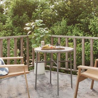 Gartentisch, Beistelltisch, Balkontisch Grau 45 cm Poly Rattan