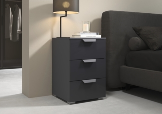 rauch Aditio Box, Nachttisch, 2 Schubladen, mit Glasfront, mit Softclose-Funktion, Farbe Grau metallic, BxHxT 40x61x42cm