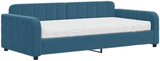 vidaXL Tagesbett mit Matratze Blau 100x200 cm Samt 3196911
