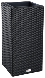 Polyrattan Blumenkübel Pflanzkübel 60 cm Rattan Blumentopf Übertopf Topf Schwarz