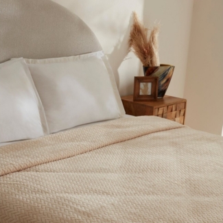 Karaca Tagesdecke Karaca Leaves Ecru Doppelbettdecke Tagesdecke Decke Bettdecke 200x220