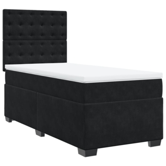 vidaXL Boxspringbett mit Matratze Schwarz 90x200 cm Samt 3290824