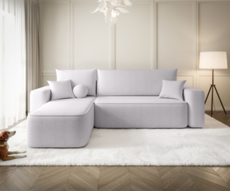 Ecksofa Schlafsofa Sofa AGEPO Stoff Curio Hellgrau Ottomane Links