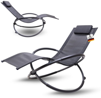 Albatros Gartenliege Premium Gartenliege X-FORM Schwungliege Relaxliege Gartenstuhl, belastbar bis 160Kg, Anthrazit, mit Kopfkissen wetterfest ergonomisch Relaxsessel