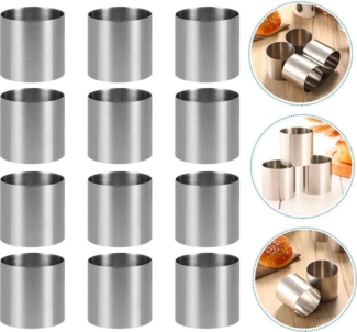 DOPWii Kastenform Kuchenringe,Mousse-Kuchenform,Edelstahl-Kuchen-Dessert-Backzubehör, (12-tlg), 12 Stück, 6 cm Durchmesser, für Familienfeiern, Geburtstagsfeiern