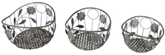 Deko-Korbschalen-Set Eisenkorb Obstkorb Gitterkorb 3tlg. Blumenkorb Antik Grau