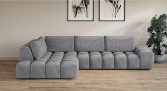INOSIGN Ecksofa AZITA Designsofa, elegant und bequem L-Form, Bubble-Optik, lose Rückenkissen, traumhafte Steppung, Maße B/T/H: 352/210/72 cm