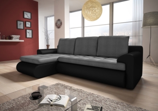 Ecksofa Santi mit schmutzabweisender Stoff - Polsterecke L-Form, Schlafsofa mit Bettkasten, Sofa mit Schlaffunktion, Couch (Schwarz + Grau (Madryt 1100 + Trinity 14), Ecksofa Links)