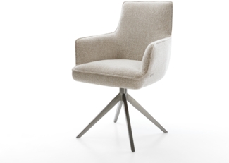 Drehstuhl Heira-Flex mit Armlehnen Webstoff Soft Beige Kreuzgestell breit Graphit 360° drehbar Wippfunktion Taschenfederkern