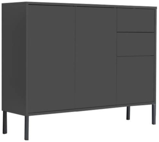 BMG Möbel Kommode Mailand 10 (Sideboard, Einzelkommode), grifflos, viel Stauraum, 106 x 73 x 33 cm, Korpus Anthrazit