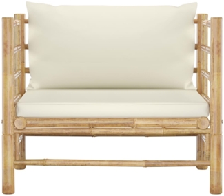 vidaXL Gartensofa mit Kissen Cremeweiß Bambus 313148