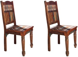 Stuhl 2er Set Indisches Altholz lackiert FABLE #05