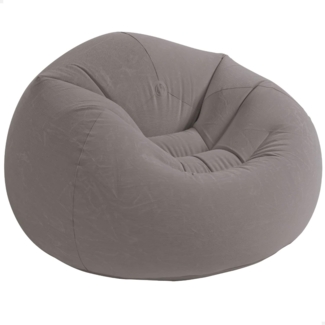 Sitzsack Beanless Bag Club, aufblasbar, Vinyl grau, 107 x 104 x 69 cm