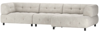 Chaiselongue Louis aus Chenille-Stoff Rechts, Powder