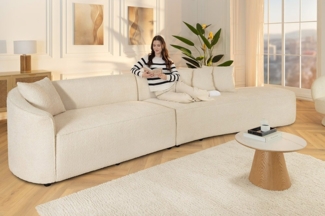 riess-ambiente Big-Sofa ATELIER L 330cm beige Bouclé - inkl. Kissen, Schaumstoff-Polsterung, Einzelartikel 1 Teile, abgerundete XXL-Couch mit Polsterung & Kissen - ideal für Wohnzimmer