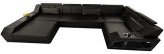 Sofa Dreams 'Arezzo U' Wohnlandschaft, 86 x 198 x 371 cm, Schwarz, Kunstleder, Links