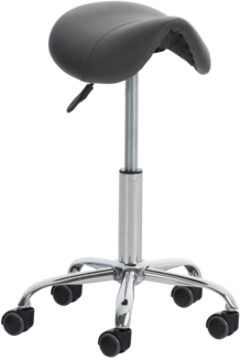 DELUKE® Sattelhocker mit Rollen VOULI Höhenverstellbar, Drehbar Kunstleder pflegeleicht Rollhocker Arbeitshocker Praxishocker Arzthocker Bürohocker Drehhocker Grau