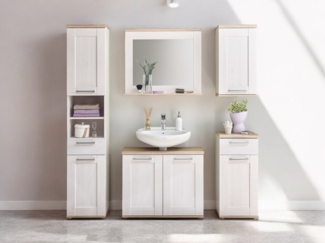 moebel-dich-auf Badmöbel-Set ELEGANCE, (Set 1, Hochschrank, Spiegel, Wbu, Hängeschrank, Kommode, 5-ST), im Landhausstil