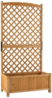 COSTWAY Blumenkasten, mit Spalier, Rankgitter & Drainageloch, Tannenholz