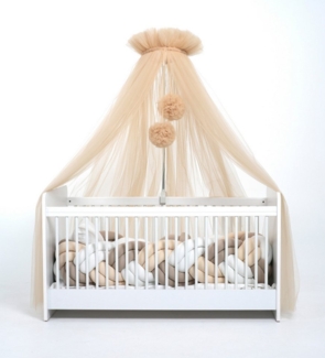 Baby Fancyroom Betthimmel Tüll Betthimmel für Babybett Babywiege Beistellbett Moskitonetz, 165cm lang, mit 2 Bommeln