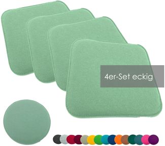 heimtexland ® Sitzkissen Set Filz Stuhlkissen Stuhlauflage Filzkissen Stuhl Polster Kissen Typ631 4er Set 35 x 35 cm Eckig Mint