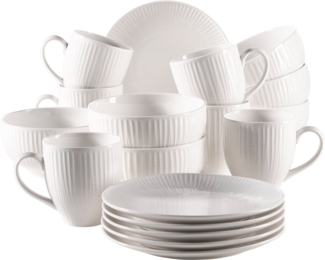 Mäser 931462 Frühstücksset Dalia für 6 Personen, Porzellan, weiß (1 Set, 18-teilig)