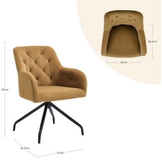 Happy Home Esszimmerstuhl 360° drehbarer Samt-Esszimmerstuhl, X-Gestell - Set mit 2 Stühlen