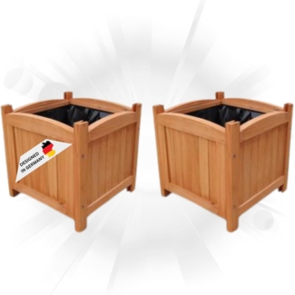 DELUKE® Pflanzkasten Blumenkasten RIOS braun 2 Töpfe, 30x30x30cm, Tannenholz |Blumenkübel aus Holz Pflanzkübel quadratisch Pflanzgefäß für Garten Balkon