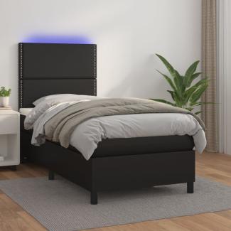 vidaXL Polsterbett mit Matratze & LED Schwarz 90x190 cm Kunstleder [3135855]