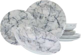 CreaTable 25872 Tafelservice Home für 4 Personen, Porzellan, mehrfarbig (1 Set, 12-teilig)