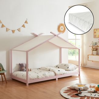 Kinderbett Brome mit Matratze 90x200 cm Rosa [en. casa]