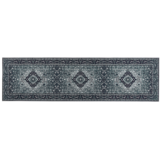 Teppich grau orientalisches Muster 80 x 300 cm Kurzflor VADKADAM