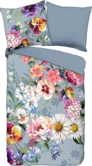 Descanso Mako Satin Bettwäsche 2 teilig Bettbezug 135x200 cm Kissenbezug 80x80 cm Novara Grey