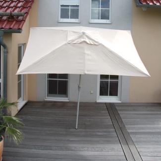 Sonnenschirm N23, Gartenschirm, 2x3m rechteckig neigbar, Polyester/Alu 4,5kg UV-Schutz 50+ ~ creme