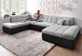 DOMO collection Wohnlandschaft Moric U-Form auch in Cord, im XXL-Format, wahlweise mit Bettfunktion und Armlehnenverstellung
