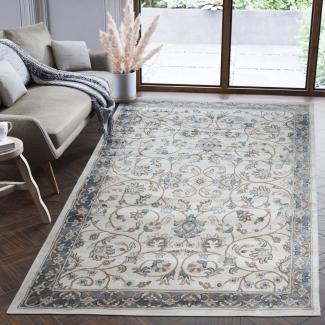 Mazovia Orientteppich Oriente Teppich - Traditioneller Teppich Orient Creme Grau, 60 x 100 cm, Geeignet für Fußbodenheizung, Pflegeleicht, Wohnzimmerteppich