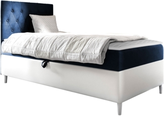 Boxspringbett 'Lenda Junior 1', dunkelblau, 90 x 200 cm, Rechts